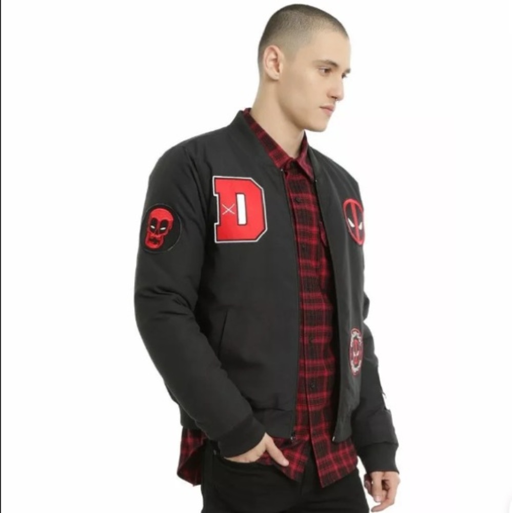 Marvel's Deadpool Comic Black Bomber Jacket M